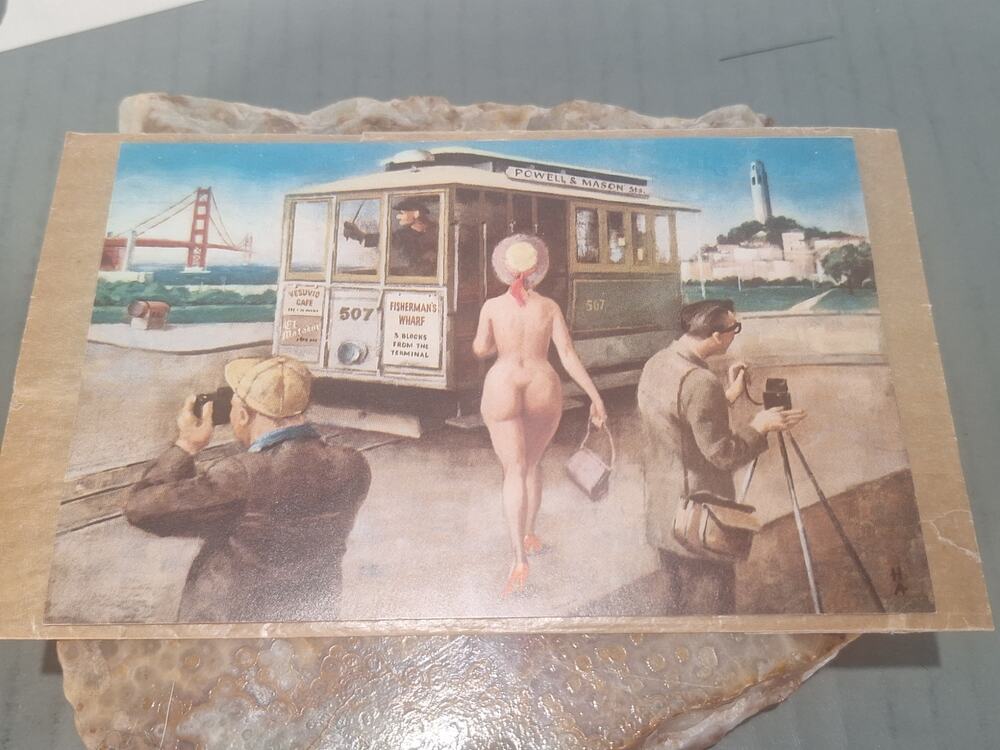 Vintage San Francisco Double Exposure  Cable Car Postcard Unused & Near Mint
